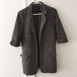 Oversized Tweed Blazer with 3/4 Sleeve